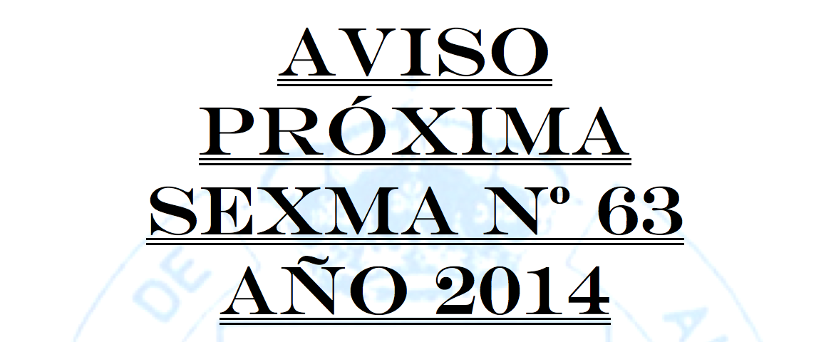 AVISO próxima sexma nº 63 año 2014